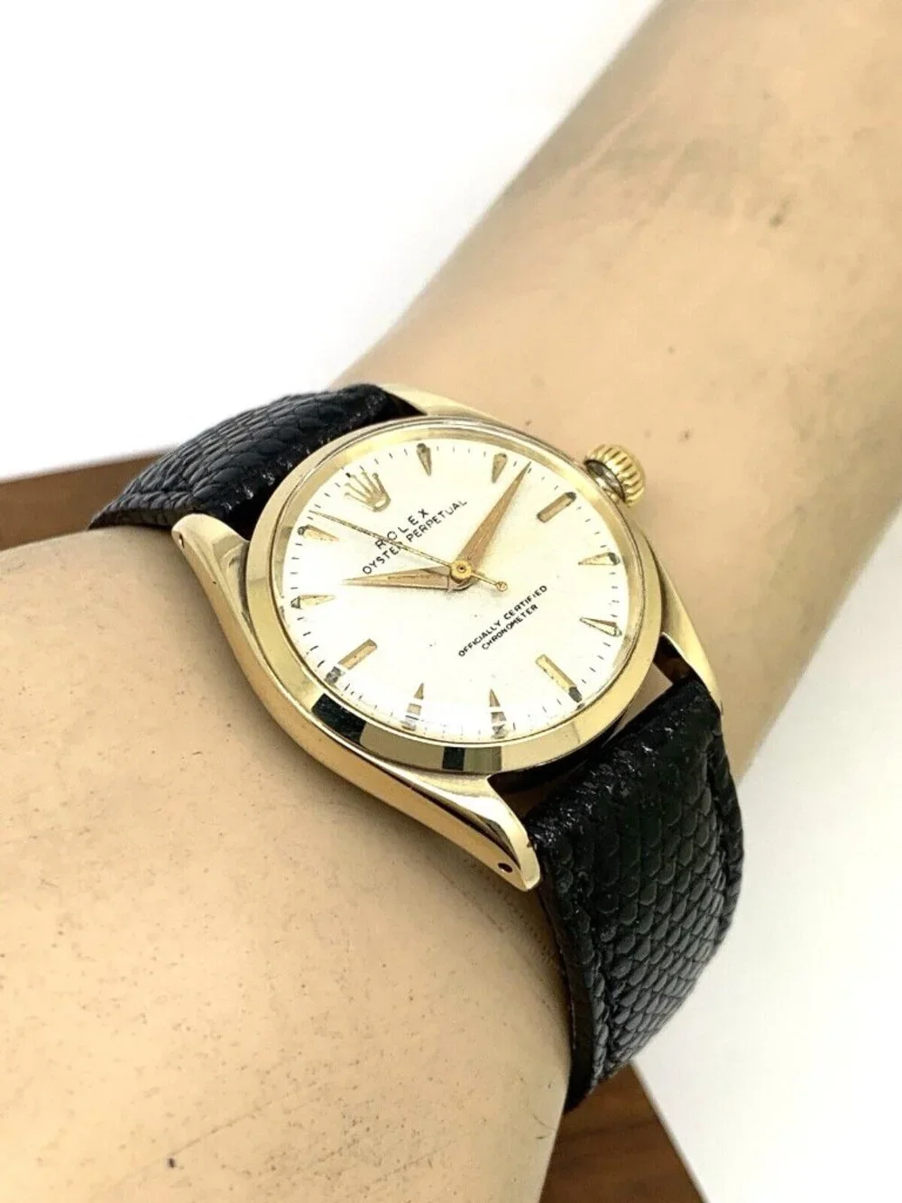 Rolex Oyster Perpetual Women's Watch 6548 Swiss Automatic 14k Gold Case 30mm